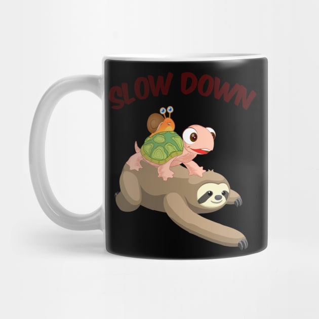 Slow Down Funny Turtle Riding Sloth by Danielsmfbb